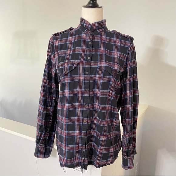 Zadig & Voltarie Eagle Bedazzled Plaid Flannel Women's Large Tess Carreaux - Picture 1 of 12